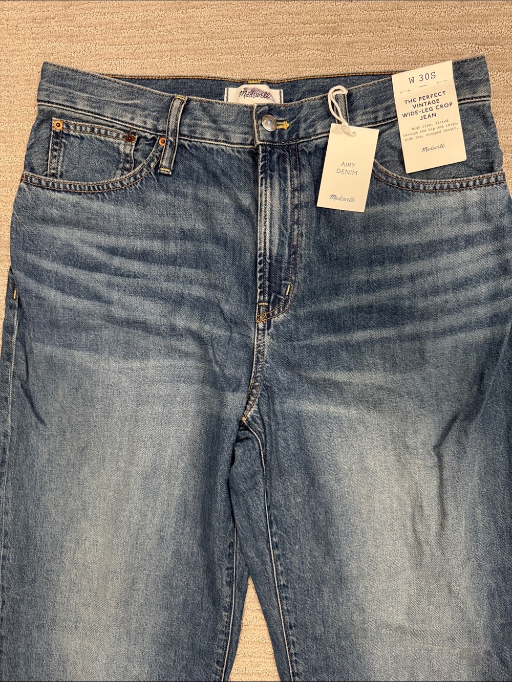 Madewell NWT The Short Perfect Vintage Wide-Leg Crop Jean in Airy Denim Size 30 - Picture 9 of 13